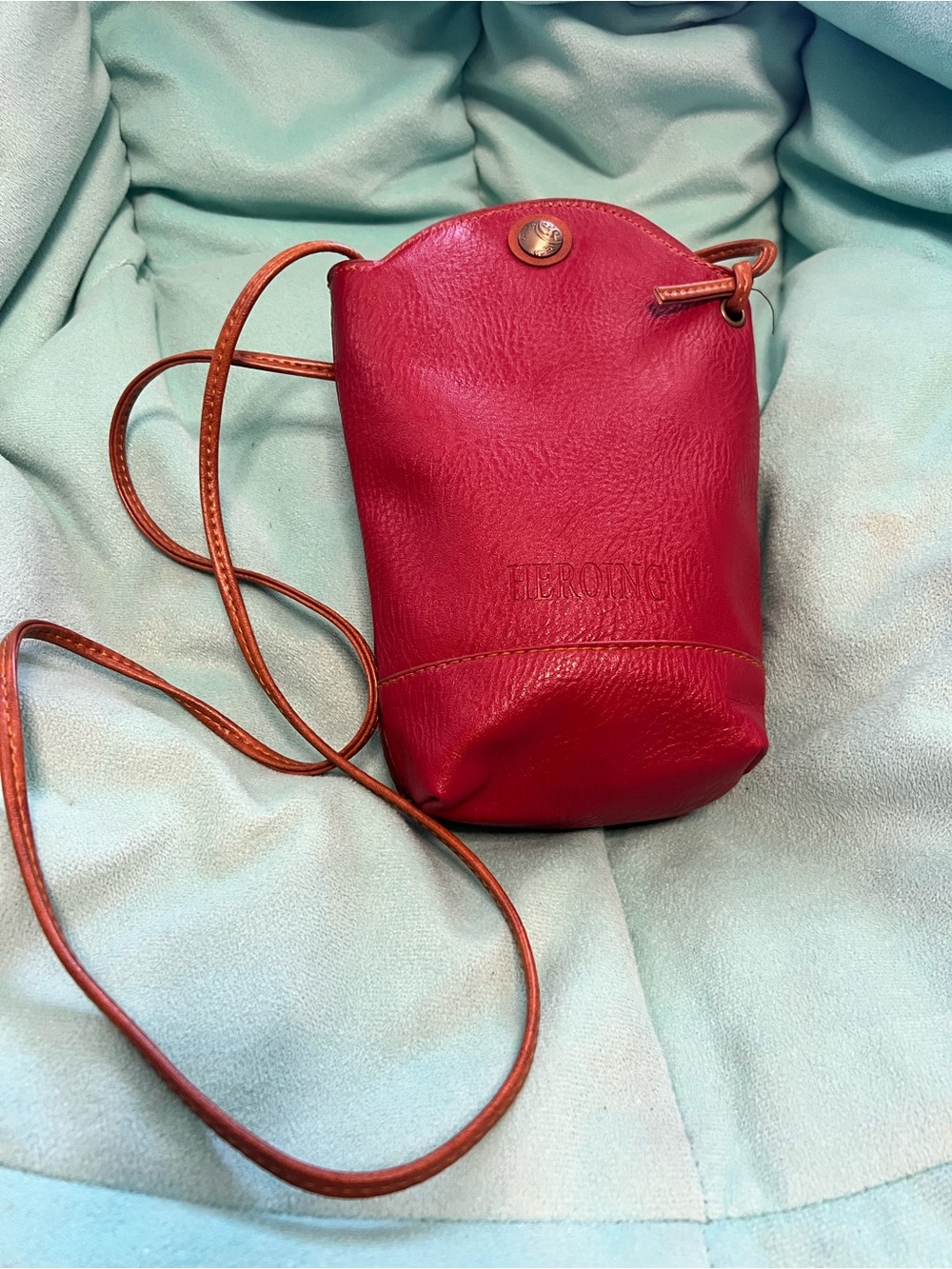 HEROING Red Leather Crossbody Phone Pouch Bag Minimalist Small Purse